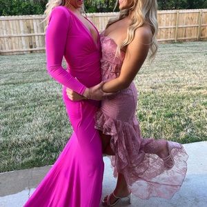 Pink Long Sleeve Formal dress